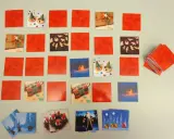 Weihnachtliche Motive für ein Memory basteln. Vorlage mit Geschenken, Weihnachtsmann und Tannenbäumen.