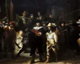 Rembrandt's "The Night Watch" painting depicts a lively militia company preparing to march.