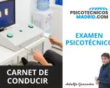 Persona realizando examen psicotécnico para obtener el carnet de conducir.