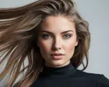 Frauenkopf mit wehendem Haar, das auf die Kraft von Shampoo Protein hinweist.