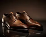 Eleganti scarpe stringate in pelle marrone, un esempio di diversi tipi di scarpe classiche da uomo con decorazioni traforate.
