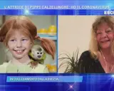 Pippi Calzelunghe a 70 anni: l'attrice Inger Nilsson, con il suo scimmiotto, in collegamento dalla Svezia.