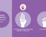 Segnale di aiuto per la violenza domestica: pollice piegato, 4 dita in alto, poi pugno chiuso. Articoli su violenza di genere.