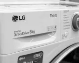 Pralka LG ThinQ Inverter DirectDrive 8kg nie chce się włączyć. Widoczny panel sterowania i logo LG.