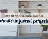 Habitación juvenil con paredes de rombos, cama blanca y estanterías. Ideas para pintar habitación juvenil dos colores.