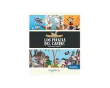 Ilustración de "Los Piratas del Caribe" con escenas animadas y texto que indica "piratas del caribe edad recomendada".