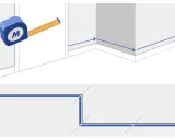 Mesurer les murs pour bien poser des plinthes. Le ruban à mesurer indique les longueurs.