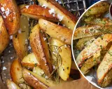 Krispiga klyftpotatis i ugn, perfekt kryddade med örter och flingsalt. En härlig rätt som passar till det mesta.