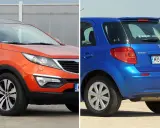Pomarańczowy Kia Sportage i niebieski Suzuki SX4. Które z nich to najmniej awaryjne auta?