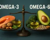 Waga pokazuje, gdzie znaleźć omega-6: awokado, brokuły, nasiona słonecznika i migdały.