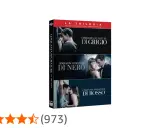La trilogia di "Cinquanta sfumature" in DVD, con le copertine dei tre film: Grigio, Nero e Rosso.