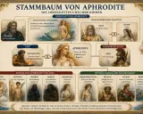 Stammbaum der Aphrodite: Eros, der Sohn der Aphrodite, ist als Gott der Liebe dargestellt.