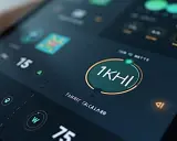 Ekran smartfona z aplikacją pokazującą "1KHI" i inne dane, np. "15", "2", "W".