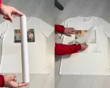 Manos aplican imagen a camiseta blanca. Paso a paso para saber como hacer una camiseta personalizada con fotos.