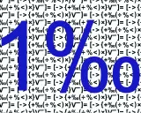 1%o - symbolizujące dawki alkoholu, na tle matematycznych wzorów.