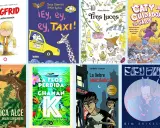 Colección de libros infantiles, incluyendo "Dagfrid, una niña vikinga", "¡Ey, ey, ey, TAXI!", "Tres luces" y "Caty la cuidadora de gatos", ideales como libros para niños de 8 años.