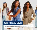 Pięć kobiet prezentuje eleganckie stylizacje w stylu old money: garnitury, marynarki i spodnie w stonowanych kolorach.