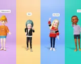 Cuatro avatares de estilo Zepeto, con diferentes poses y mensajes, ideales para todas las edades.