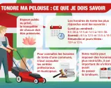 Un homme tond sa pelouse. Pour savoir à quelle heure peut-on tondre, consultez les horaires généraux et les arrêtés municipaux.