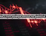Czerwony wykres giełdowy z opadającymi świecami, sugerujący bessę i potencjalne big short bets.
