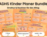 ADHS Kinder Planer Bundle: Struktur & Routinen für den Alltag. Hilft bei der **adhs impulskontrolle** durch Morgen-, Mittag- und Abendroutinen sowie Notfallpläne.