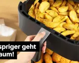 Knusprige Kartoffelspalten aus dem Airfryer. So einfach funktioniert ein Airfryer für leckere Snacks.