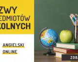 Nazwy przedmiotów szkolnych po angielsku: globus, jabłko, książki, kredki, nożyczki. Angielski online.