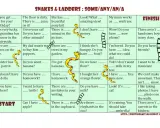 Tabelka z grą "Snakes & Ladders" do ćwiczenia zaimków "some/any/an/a".