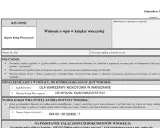Formularz wniosku o wpis do księgi wieczystej. Wniosek dotyczy wykreślenia z księgi wieczystej nieruchomości.