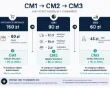 Schemat liczenia marży w systemach e commerce: od przychodu odejmujemy koszty COGS, logistyki, prowizji i płatności, by uzyskać marżę CM3.