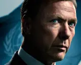 Mikael Persbrandt med intensiva blå ögon, en blick som lovar spännande filmer och tv-program.