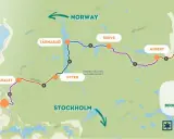 Karta över kungsleden etapper från Hemavan till Ammarnäs, med platser som Viterkalet, Syter, Tärnasjö, Serve och Aigert.