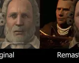 Porównanie grafiki z Assassin's Creed 3: oryginalna wersja i remaster. Widać poprawę detali twarzy i oświetlenia.