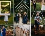 Urocze, niestandardowe atrakcje weselne: dziecięca ramka "Best Wedding", para młoda pod łukiem, panna młoda i pan młody na tle natury, goście z selfie stickiem, drużba i drużki, oraz elegancki pan młody w boho klimacie.