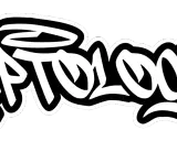 White graffiti-style lettering spelling "RAPTOLOGY" on a black background, showcasing how graffiti has changed over time with its bold, stylized forms.