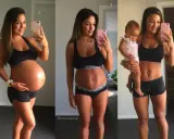 Vorher-nachher-Bauch: Schwanger, kurz nach der Geburt und mit Baby.