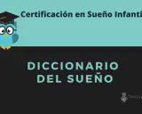 Certificación en Sueño Infantil: Diccionario del Sueño. Un búho sabio con birrete y gafas te da la bienvenida a este curso.