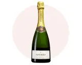 En flaska Pongrácz Brut, en torr champagneliknande dryck. Brut betyder torr, med lite socker.