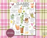 Klassische Cocktails-Liste mit Illustrationen und Zutaten. Rezepte für Manhattan, Mojito, Margarita, Whiskey Sour und mehr.