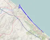 Mappa della pista ciclabile di Riccione, che segue la costa adriatica da Rimini fino a Misano.