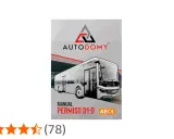 Manual para obtener el carnet D de autobús, con imagen de un bus MAN y logo de AUTODOMY.