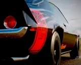 Czarny klasyk z napisem "BIG BLOCK LS7" na błotniku, gotowy do wyścigu w Forza Horizon 3.