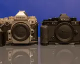 Dwie lustrzanki Nikon: srebrna Df i czarna Zf. Idealne dla początkujących, szukających najlepszej lustrzanki.