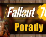 Postapokaliptyczny wojownik w pancerzu wspomaganym, logo Fallout 76 i napis "Porady". Sprawdź, czy Twój sprzęt spełnia fallout 76 wymagania.