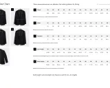 Diagrams and a chart showing how to measure for a tuxedo jacket, including chest, waist, shoulder, arm length, and back length.