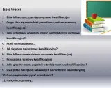 Spis treści prezentacji o rozmowie kwalifikacyjnej, z książkami i jabłkiem.