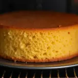Puszysty biszkopt w piekarniku, gotowy do dekoracji. Idealny na tort.