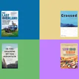 Cztery okładki książek podróżniczych: "The Last Overland", "Crossed off the map", "In the Shadow of the Mountain" i "The Slow Road to Tehran" – inspirujące historie dla miłośników najlepszych książek podróżniczych.