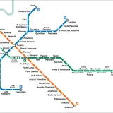 Mappa della metro di Roma con linee A (arancione), B (blu) e C (verde). Ideale per esplorare la città con il metro gratis.