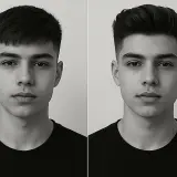 Un hombre joven con pelo rapado a la izquierda y un peinado más largo y con volumen a la derecha.